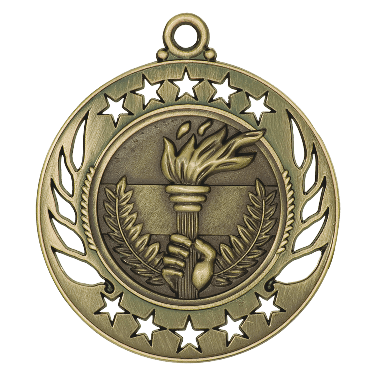 2 1/4 inch Antique Gold Torch Galaxy medal