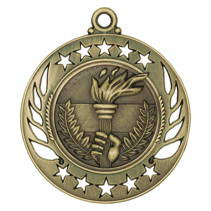 2 1/4 inch Antique Gold Torch Galaxy medal