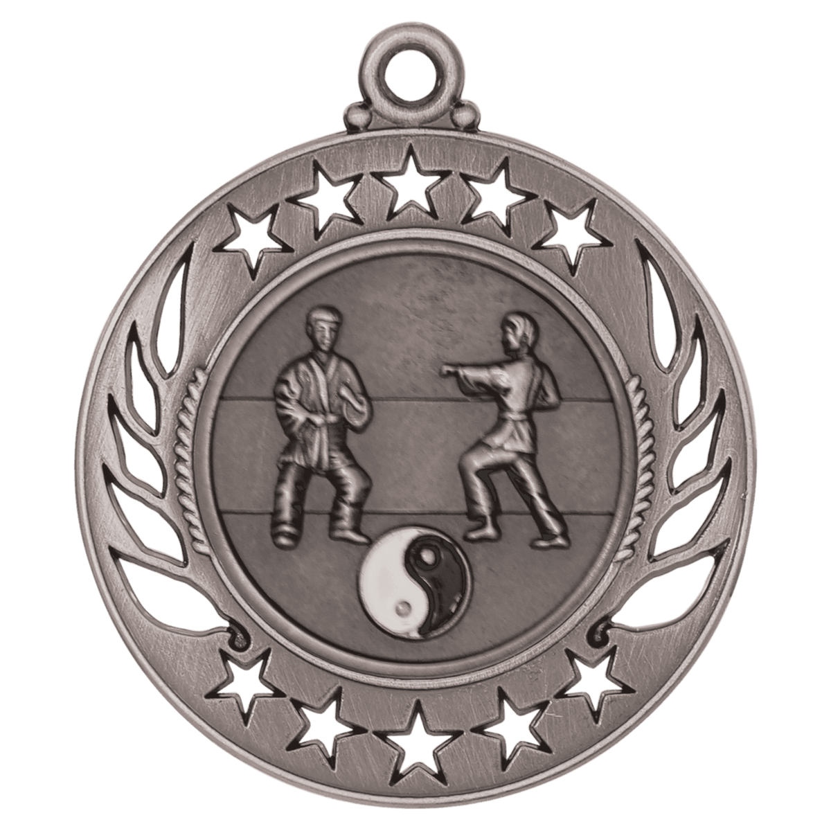 2 1/4 inch Antique Silver Martial Arts Galaxy medal