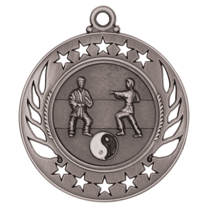 2 1/4 inch Antique Silver Martial Arts Galaxy medal