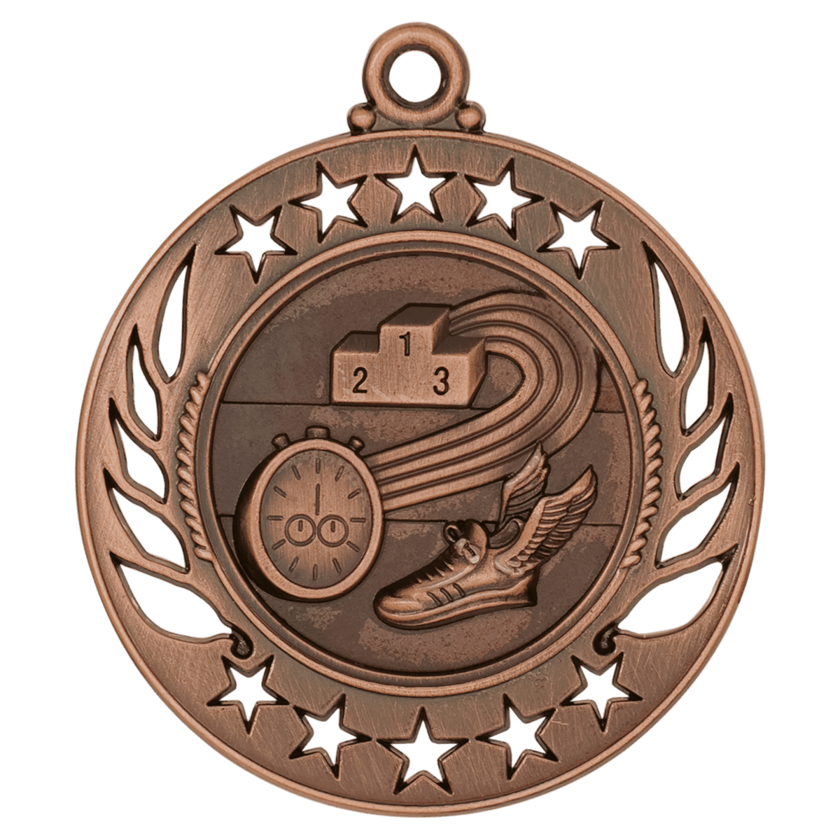 2 1/4 inch Antique Bronze Track Galaxy medal