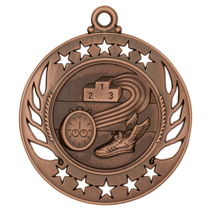 2 1/4 inch Antique Bronze Track Galaxy medal