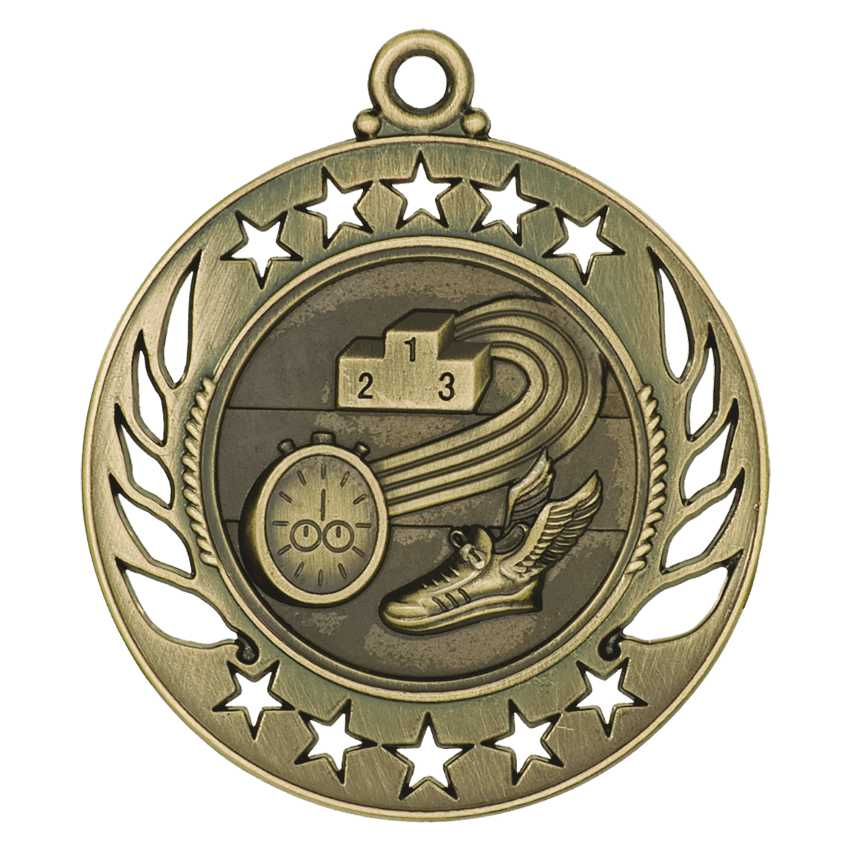 2 1/4 inch Antique Gold Track Galaxy medal