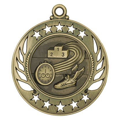 2 1/4 inch Antique Gold Track Galaxy medal