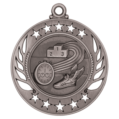 2 1/4 inch Antique Silver Track Galaxy medal
