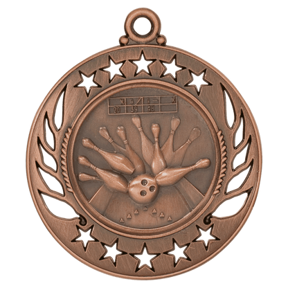 2 1/4 inch Antique Bronze Bowling Galaxy medal