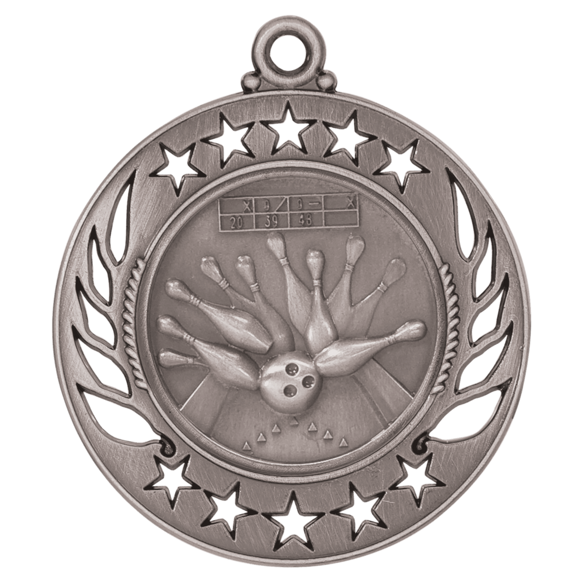 2 1/4 inch Antique Silver Bowling Galaxy medal