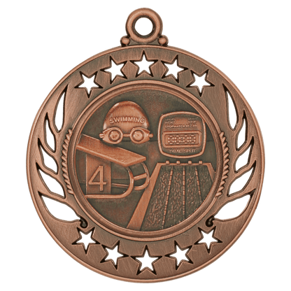 2 1/4 inch Antique Bronze Swimming Galaxy medal
