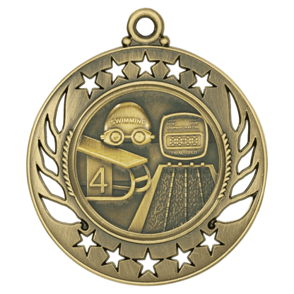 2 1/4 inch Antique Gold Swimming Galaxy medal