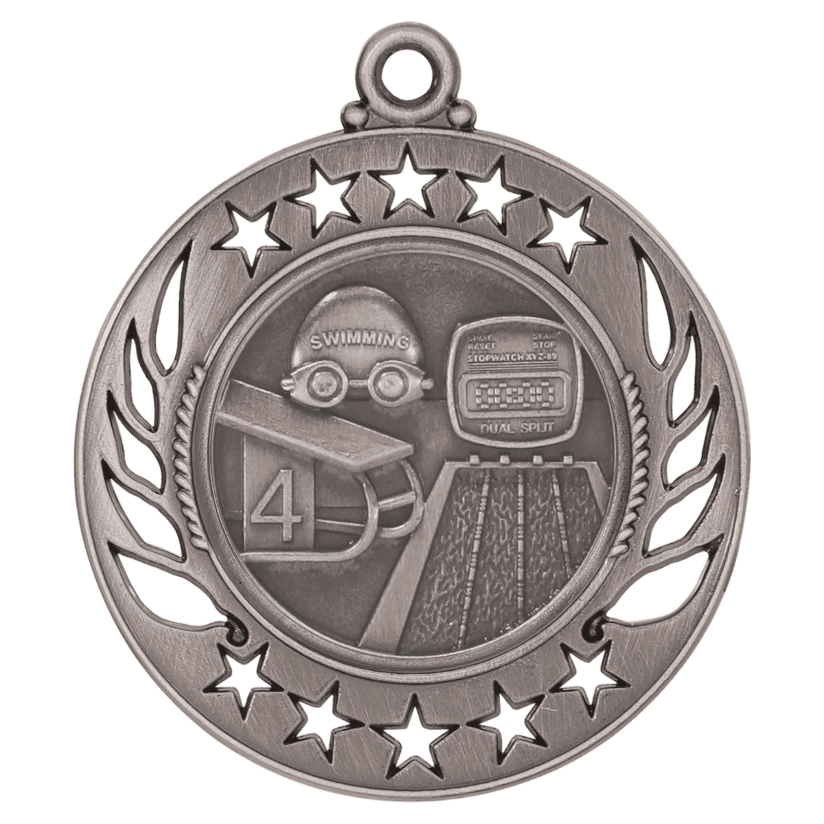 2 1/4 inch Antique Silver Swimming Galaxy medal