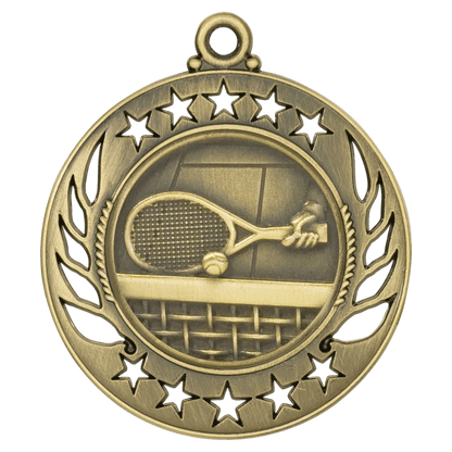 2 1/4 inch Antique Gold Tennis Galaxy medal