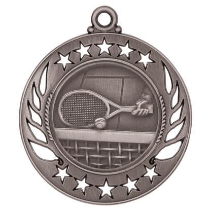 2 1/4 inch Antique Silver Tennis Galaxy medal