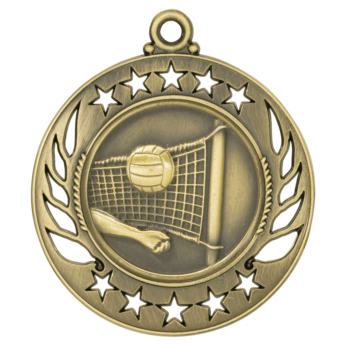 2 1/4 inch Antique Gold Volleyball Galaxy medal