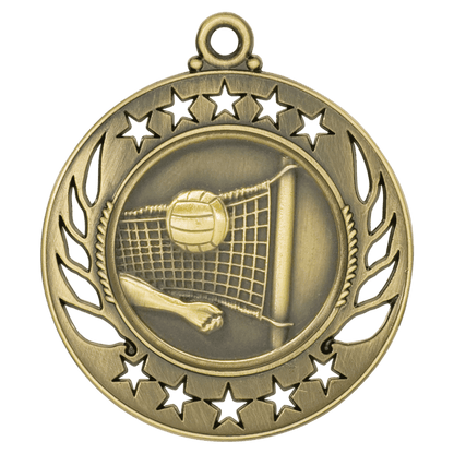 2 1/4 inch Antique Gold Volleyball Galaxy medal