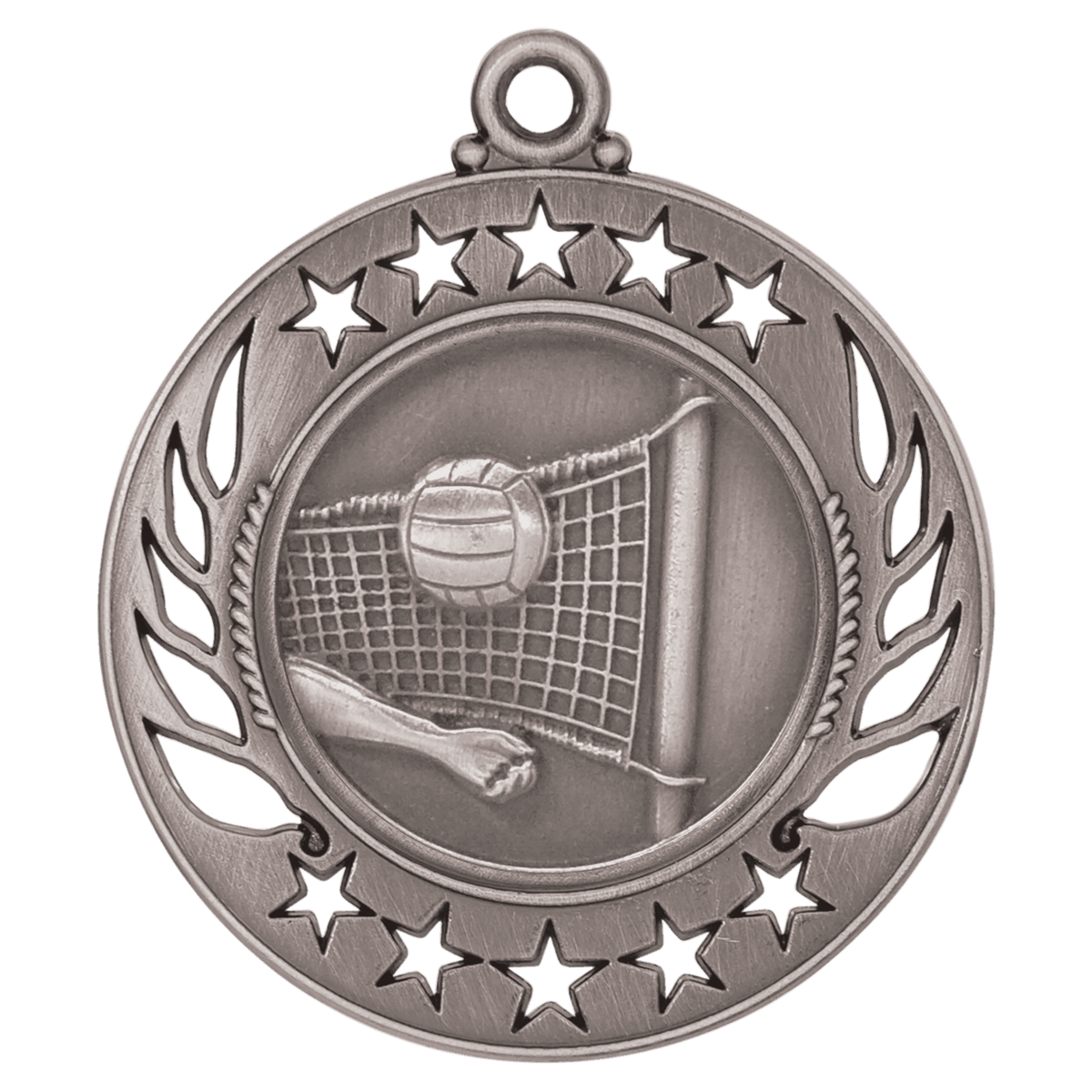2 1/4 inch Antique Silver Volleyball Galaxy medal