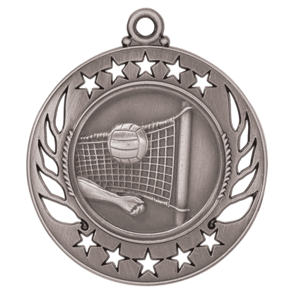 2 1/4 inch Antique Silver Volleyball Galaxy medal