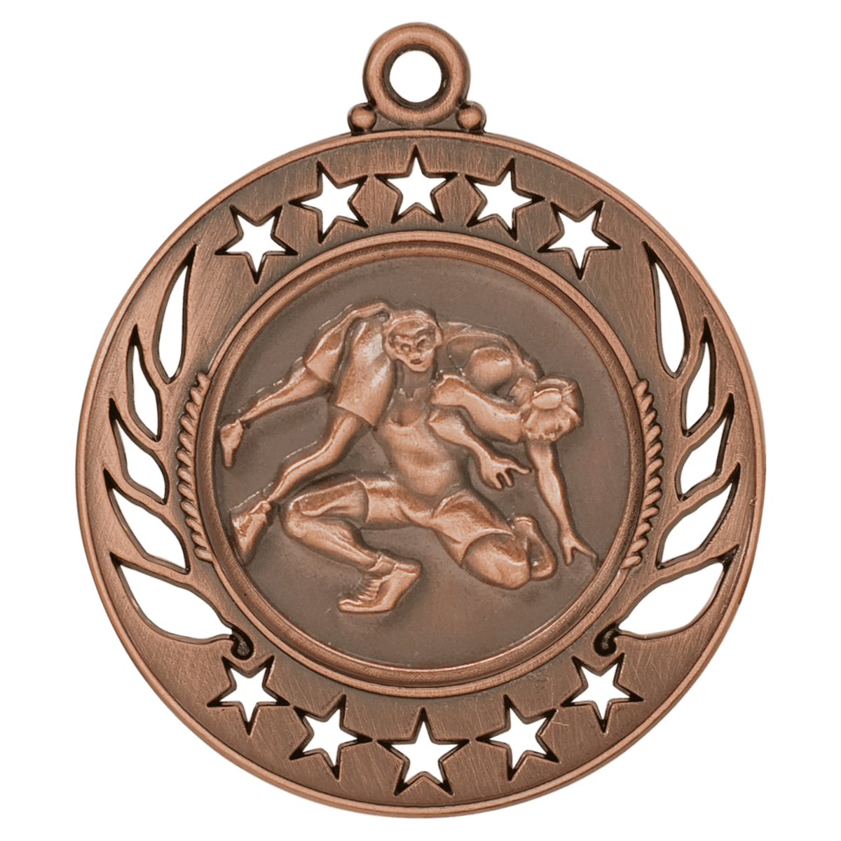 2 1/4 inch Antique Bronze Wrestling Galaxy medal