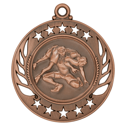 2 1/4 inch Antique Bronze Wrestling Galaxy medal
