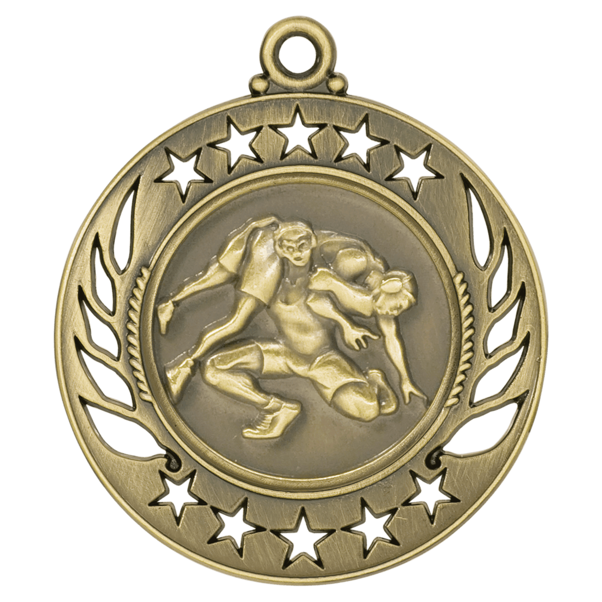 2 1/4 inch Antique Gold Wrestling Galaxy medal