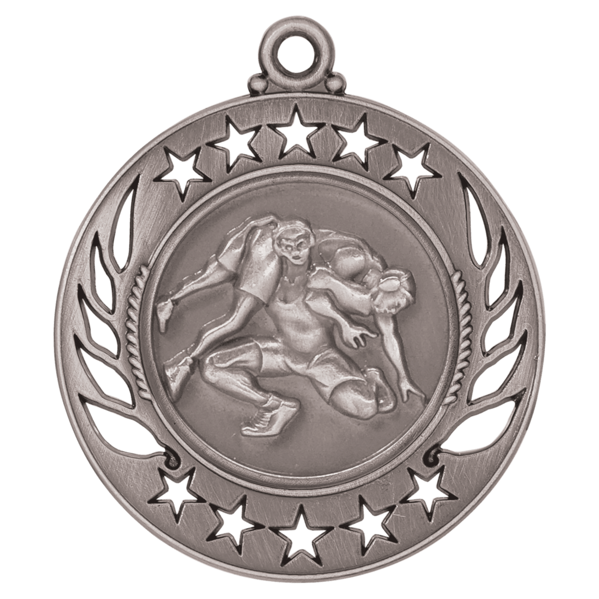 2 1/4 inch Antique Silver Wrestling Galaxy medal