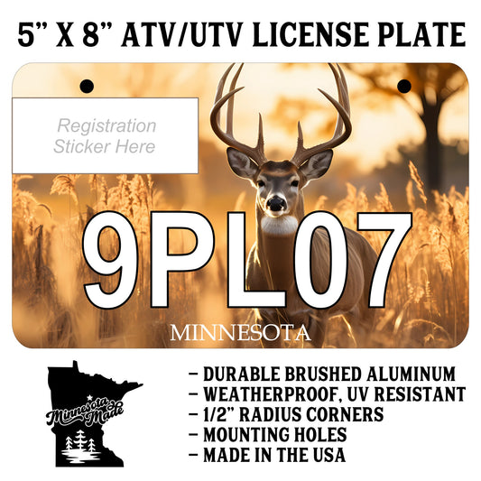 Golden Buck ATV/UTV License Plate – 5" x 8" Aluminum