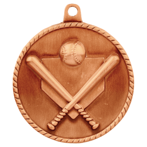 2-inch Baseball/Softball High Relief medal in Antique Bronze