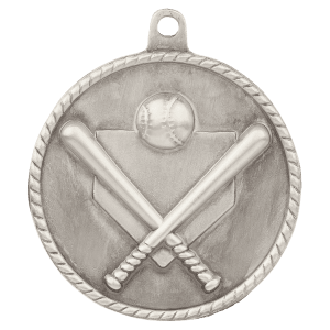 2-inch Baseball/Softball High Relief medal in Antique Silver