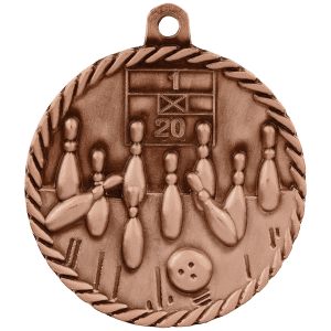 2-inch Bowling High Relief medal in Antique Bronze