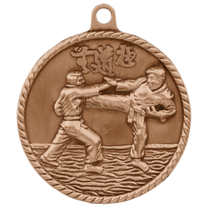 2-inch Martial Arts High Relief medal in Antique Bronze