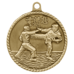 2-inch Martial Arts High Relief medal in Antique Gold