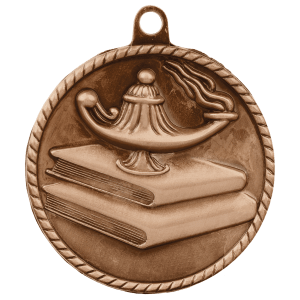 2-inch Lamp of Knowledge High Relief medal in Antique Bronze