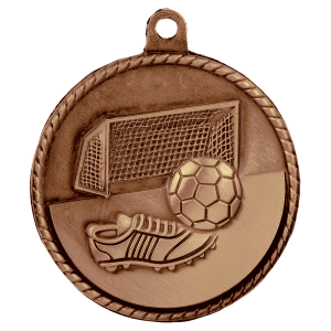 2-inch Soccer High Relief medal in Antique Bronze