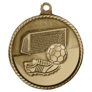2-inch Soccer High Relief medal in Antique Gold