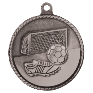 2-inch Soccer High Relief medal in Antique Silver