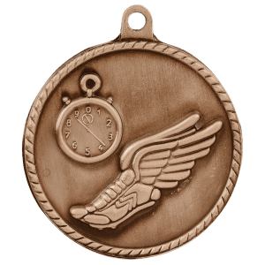 2-inch Track High Relief medal in Antique Bronze