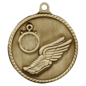 2-inch Track High Relief medal in Antique Gold