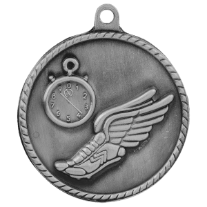 2-inch Track High Relief medal in Antique Silver