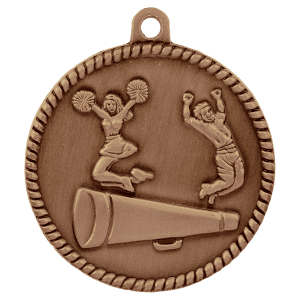 2-inch Cheer High Relief medal in Antique Bronze