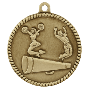 2-inch Cheer High Relief medal in Antique Gold