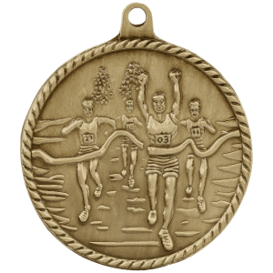 2-inch Cross Country High Relief medal in Antique Gold
