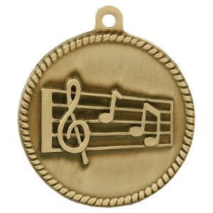 2-inch Music High Relief medal in Antique Gold