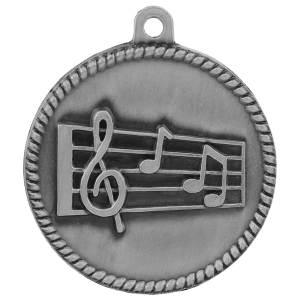 2-inch Music High Relief medal in Antique Silver