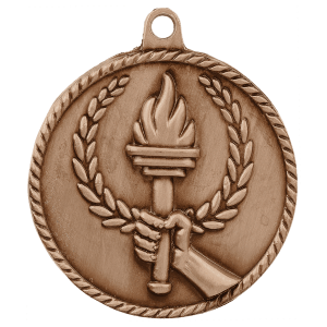 2-inch Torch High Relief medal in Antique Bronze