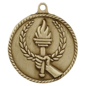 2-inch Torch High Relief medal in Antique Gold