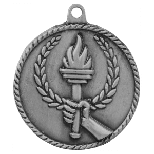 2-inch Torch High Relief medal in Antique Silver