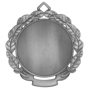 Open Leaf Wreath custom medal - Antique Silver