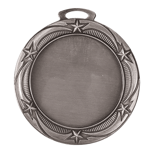 Star Border custom medal - Antique Silver