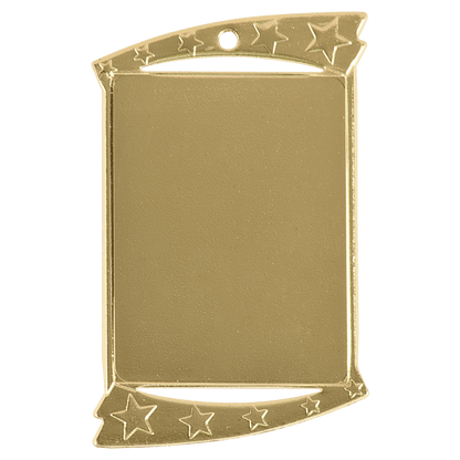 Gold custom rectangular award medal