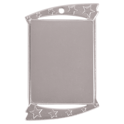 Silver custom rectangular award medal