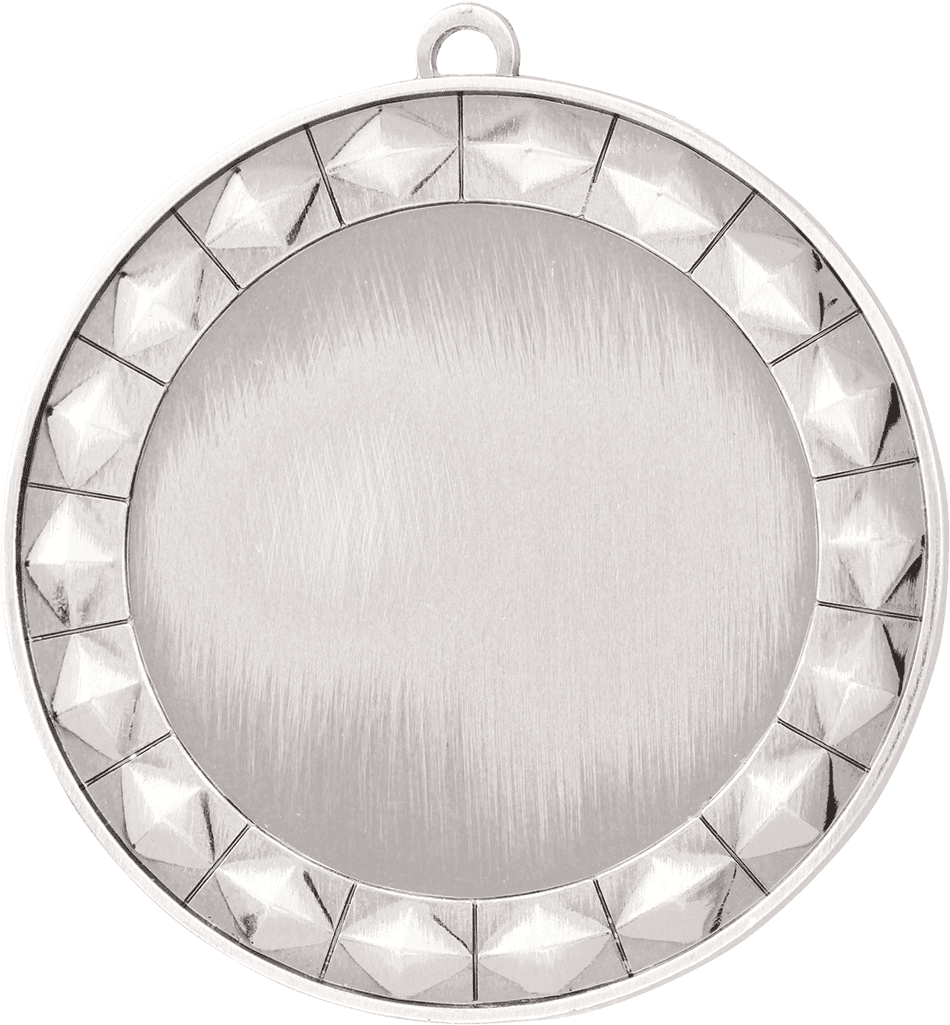 Silver Custom 2 3/4" Diamond Border Photo & Logo Award Medal